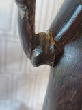 (A) Hand Carved Ebony Wood African Folk Art Statue