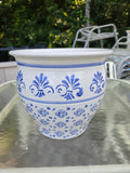 Large Blue and White Glazed Terracotta Planter (H)