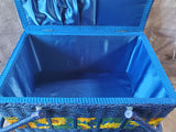 Blue Wicker Sunflower Sewing Basket