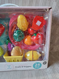 Perfectly Cute 24 Piece Cut & Slice Fruits & Veggies Toy Set UNOPENED