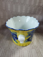 (B) Andrea by Sadek Yellow and Blue Floral Planter