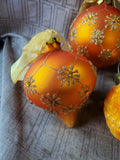 Lot of Hand Blown Orange Toned Glass Ornaments