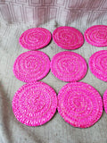 Set of 12 Pink Woven Coasters