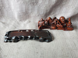 Asian Inspired Carved Wood Diety and Dragon Figurine with Stand