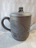 Asian Inspired Dark Brown Clay Tea Mug