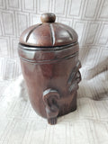 Hand Carved Wooden Face Jar