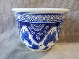 Blue and White Floral Ceramic Planter