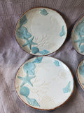 Set of 4 Cracker Barrel Stoneware Beach Themed Salad Plates
