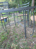 5-Piece Grey Metal Outdoor Dining Set, Glass to Table and All-Weather Wicker Chair Seats