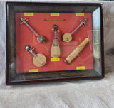 Framed Shadow Box with Miniature Traditonal Chinese Dynasty Musical Instrument Replicas