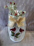 Glass Cardinal Lighted Jar