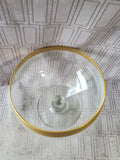 Gold Toned Rim Glass Compote Dish