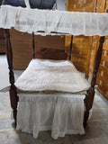 Vintage Colonial Doll Bed w/Canopy, Skirt, Mattress and Blanket