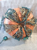Lighted Metal and Wood Pumpkin Figurine WORKS