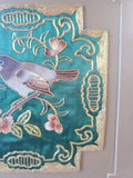 Framed Embroidered Bird Panel