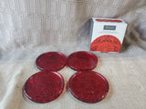 Shannon by Godinger Dublin Collection Set of 4 Red Crystal Coasters