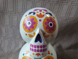 White Dios De Los Muertos Stacked Skull Figurine