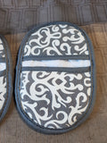Pair of Temp-Tations by Tara Gray and White Damask Pocket Pot Holders