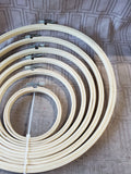Set of 6 Light Wood Embroidery Hoops UNUSED