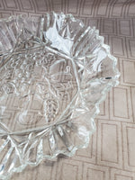 Vintage Clear Glass Fruit Pattern Serving Bowl
