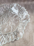 Vintage Clear Glass Fruit Pattern Serving Bowl