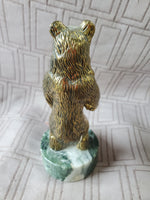 (A) Metal Bear on Stone Base Paperweight