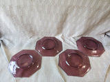 Set of 4 Octagonal Amethyst Glass Salad Plates