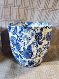 Pair of Blue and White Floral Ceramic Planters
