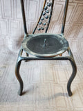 Metal and Beaded Palm Tree Chair Pillar Candle Holder