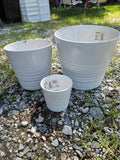 Trio of White Glazed Terracotta Decorative Planters
