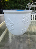 White Glazed Terracotta Planter Pot w/Flowers (F)