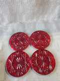 Shannon by Godinger Dublin Collection Set of 4 Red Crystal Coasters