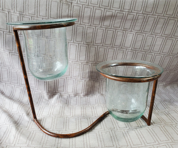 Spiral Metal and Glass Candle Votive
