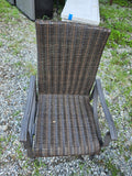 Hampton Bay Rectangular Bronze Tone Patio Table w/Six All-Weather Wicker Chairs and Green Striped Sunbrella Cushions