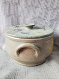 Yellow Floral Pottery Covered Casserole Dish