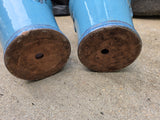 Pair of Glazed Terracotta Planters w/Embossed Bee Accents