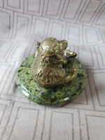 (B) Metal Bear on Stone Base Paperweight