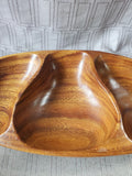 Carved Wooden 3 Sectioned Serving Tray