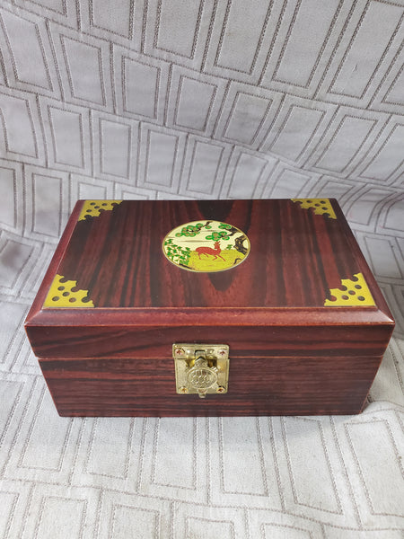Wooden Deer Jewelry Box with Mirror