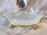 Vintage Clear Glass and Metal Holder Jam Set