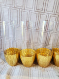 Set of 10 Clear Glass and Gold Toned Dipped Honeycomb Base Stemless Champagne Flutes