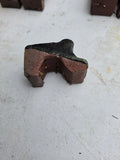 Green Glazed Terracotta Planter Feet, Two 3-Piece Sets (6 pieces)