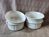 Set of 4 Corning Ware "French White" Individual Serving Size Souffle Dishes