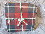 Set of 4 Pottery Barn Red Plaid Corkback Coasters UNUSED