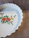 White Ceramic Floral Tart Pan