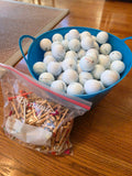 Golf Lot, Bucket of Assorted Practice Balls and Large Zip Bag of Tees