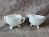 Milk Glass Grapevine Creamer and Sugar Set