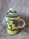 White and Yellow Ceramic Dragon Steeping Tea Mug
