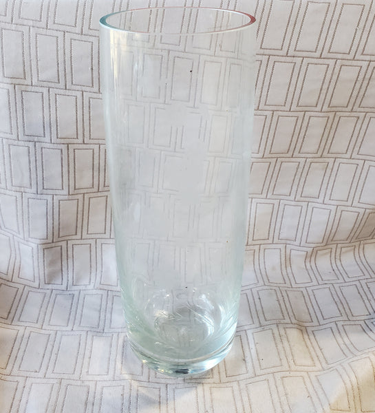 Etched Clear Glass Vase