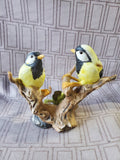 (N) Porcelain Pair of Perched Chickadee Birds Figurine